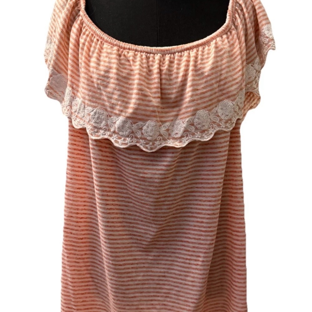 Tommy Hilfiger Short Sleeve Orange & White Embroidered Blouse, Size 2X - Picture 11 of 13